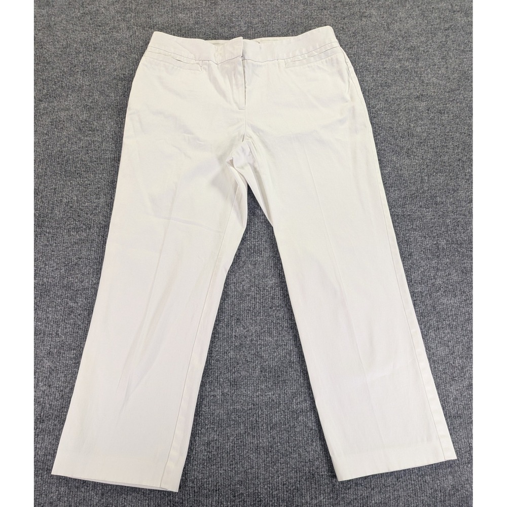Lafayette 148 New York White Cotton Blend Cropped Tailored Pants Size 4